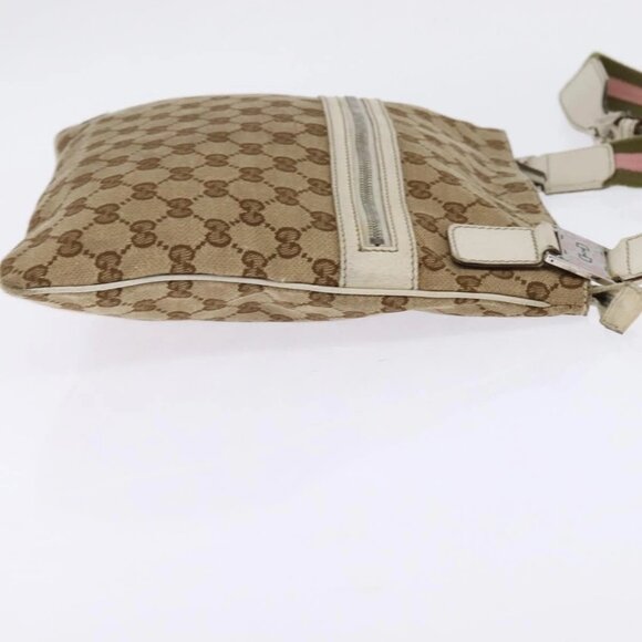 GUCCI GG Canvas Shoulder Bag Beige Silver - Picture 4 of 15